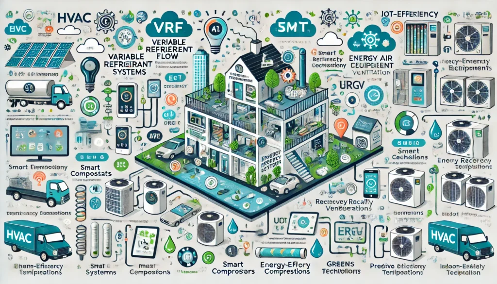 infographie avancées technologiques dans le secteur entreprises génie climatique du chauffage, de la ventilation et de la climatisation.